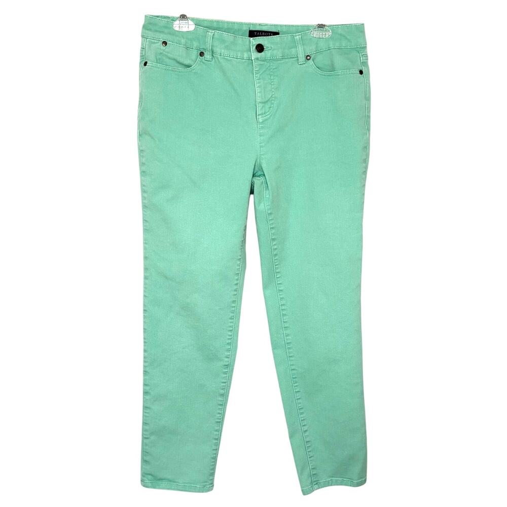 Talbots Simply Flattering Wms 10 Light Green Denim Ankle Jeans High Rise Spring